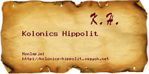 Kolonics Hippolit névjegykártya